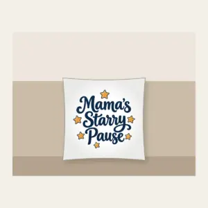 Mama's Starry Pause Pillow in white