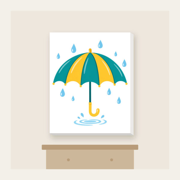 Product image Teal Umbrella and Raindrop Ripple Canvas Print