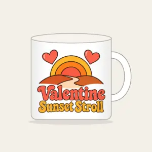Valentine Sunset Stroll Mug in white