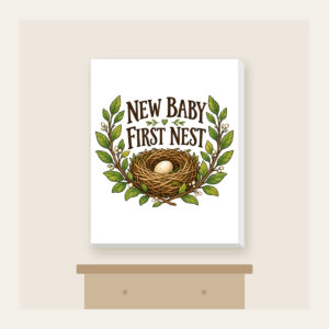 NEW BABY FIRST NEST Canvas Print in white