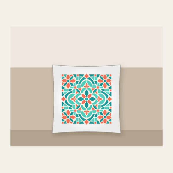 Product image Aqua and Coral Mosaic Tiles Pillow