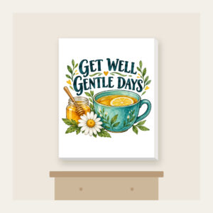 GET WELL GENTLE DAYS Canvas Print in white