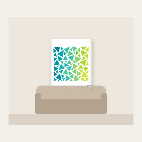 Product image Teal-to-Lime Color-Block Triangles Fleece Blanket