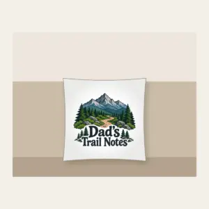 Dad's Trail Notes Pillow in white