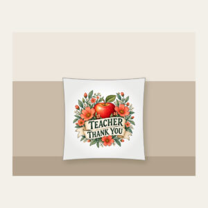 TEACHER THANK YOU Pillow in white