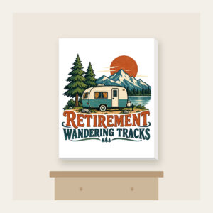 RETIREMENT WANDERING TRACKS Canvas Print in white