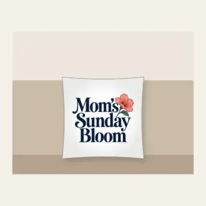 Mom's Sunday Bloom Pillow in white