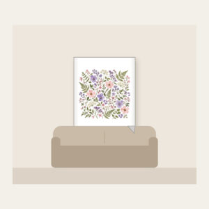 Pressed Posies and Ferns Fleece Blanket in white: Pressed-flower posies and ferns in lilac, blush and sage arranged all over a cream ground.