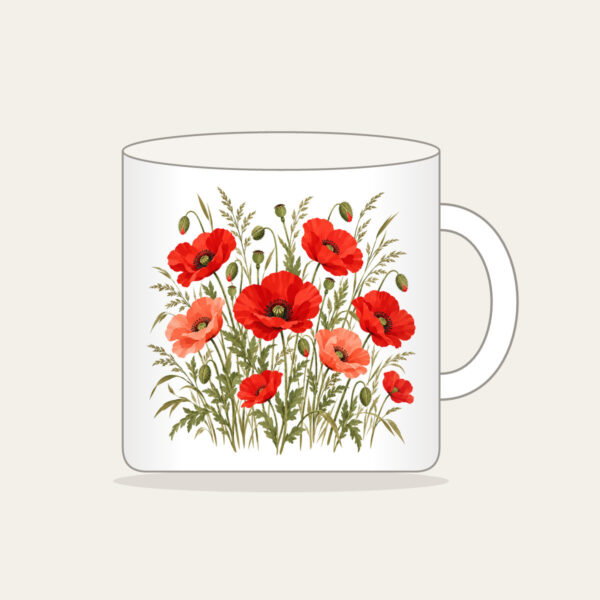 Product image Poppies and Tall Grasses on Cream Mug