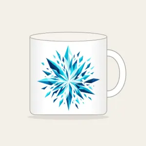Aqua Shards Bursting into Navy Mug in white: A burst of aqua and white geometric shards darkening into navy.