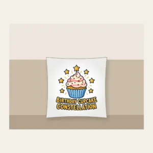 BIRTHDAY CUPCAKE CONSTELLATION Pillow in white