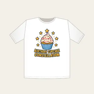BIRTHDAY CUPCAKE CONSTELLATION T-Shirt in white