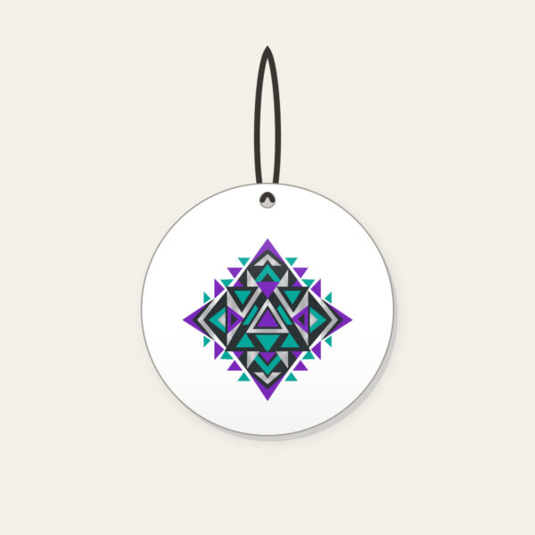 Product image Violet and Teal Triangle Pattern Ceramic Ornament