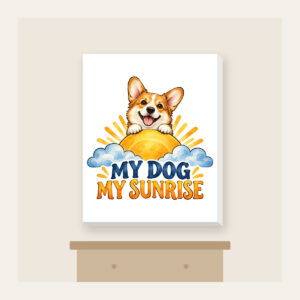 MY DOG MY SUNRISE Canvas Print in white