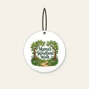 Mama's Woodland Walk Ceramic Ornament in white