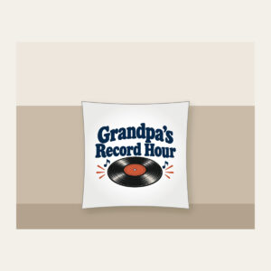Grandpa's Record Hour Pillow in white