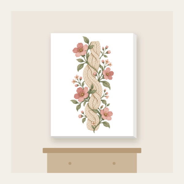 Product image Cable Pattern Twined with Little Flowers Canvas Print