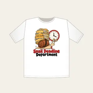 Snail Deadline Department T-Shirt in white