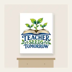 TEACHER SEEDS TOMORROW Canvas Print in white