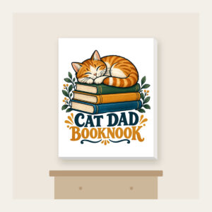 CAT DAD BOOKNOOK Canvas Print in white