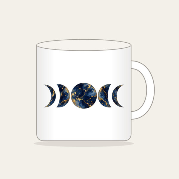 Product image Gold-Veined Navy Marble with Moon Phases Mug