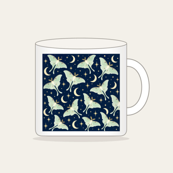 Product image Luna Moths and Crescent Moons on Navy Mug