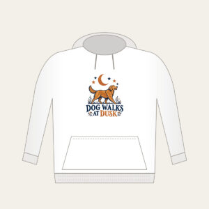 DOG WALKS AT DUSK Hoodie in white