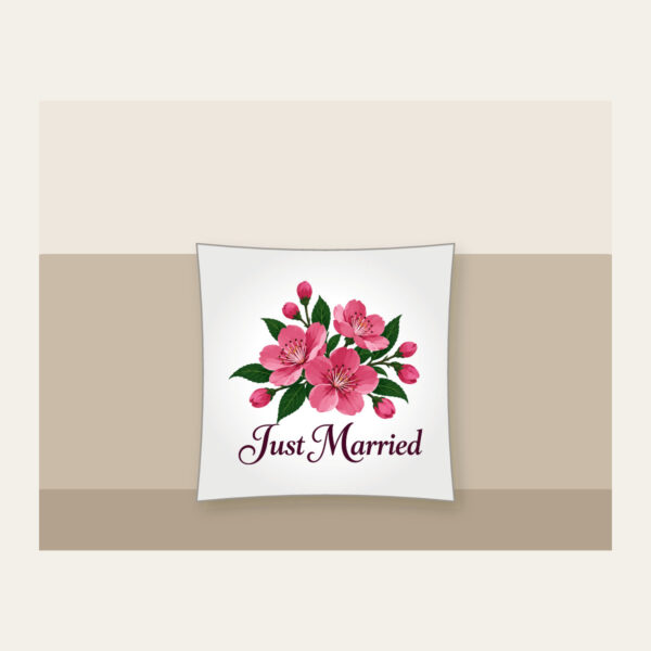 Product image Cherry Blossoms and Just Married Wording Pillow