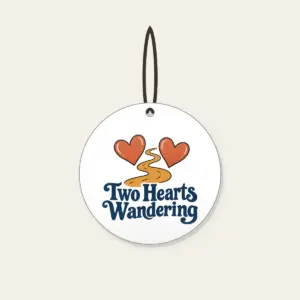 Two Hearts Wandering Ceramic Ornament in white