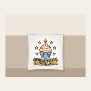 BIRTHDAY CUPCAKE CONSTELLATION Pillow in white