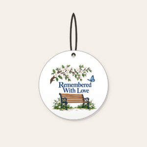 Remembered With Love Ceramic Ornament in white