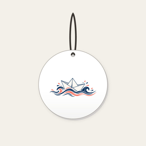 Product image Folded Paper Boat on Navy Waves Ceramic Ornament