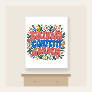 BIRTHDAY CONFETTI GARDEN Canvas Print in white