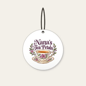Nana's Tea Petals Ceramic Ornament in white