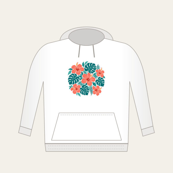 Product image Coral Hibiscus and Monstera Leaves Hoodie