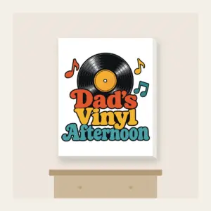 Dad's Vinyl Afternoon Canvas Print in white