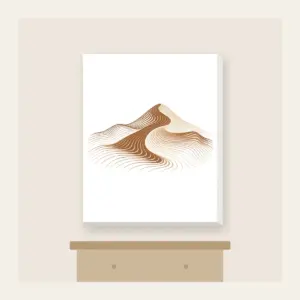 Rolling Dune in Topographic Lines Canvas Print in white: Topographic contour lines shaped into a rolling dune, drawn in warm brown and cream.
