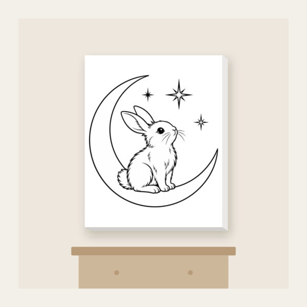 Product image Line-Art Rabbit on a Crescent Moon Canvas Print