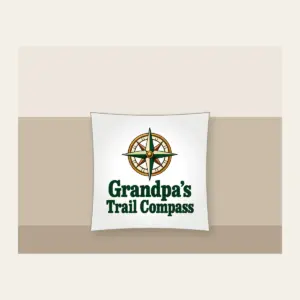 Grandpa's Trail Compass Pillow in white