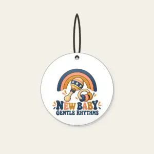 NEW BABY GENTLE RHYTHMS Ceramic Ornament in white