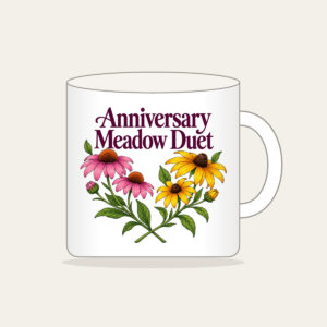 Anniversary Meadow Duet Mug in white