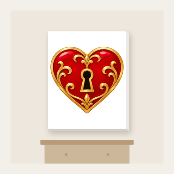 Product image Heart and Keyhole in Red and Gold Canvas Print