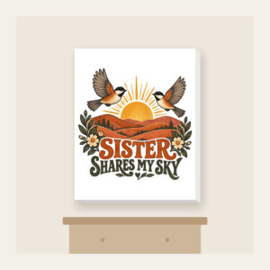 SISTER SHARES MY SKY Canvas Print in white
