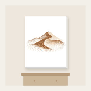 Rolling Dune in Topographic Lines Canvas Print in white: Topographic contour lines shaped into a rolling dune, drawn in warm brown and cream.