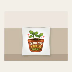 THANK YOU KINDNESS GROWS Pillow in white
