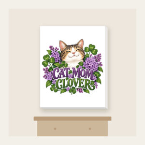 CAT MOM CLOVER Canvas Print in white