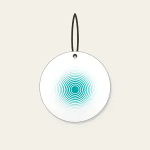 Teal Ripple Rings Fading to White Ceramic Ornament in white: Concentric ripple lines spread in teal and thin out to white.