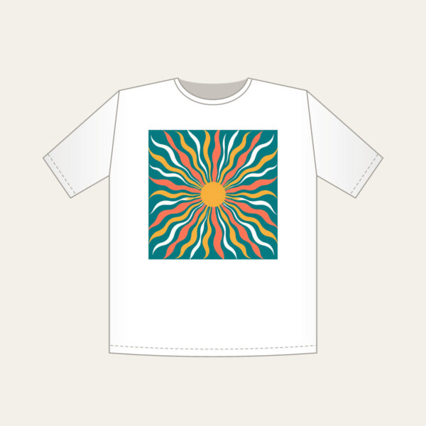 Product image Sunrise Lines in Coral and Gold on Teal T-Shirt