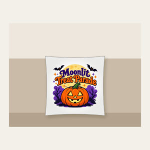 Moonlit Treat Parade Pillow in white