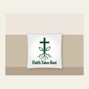 Faith Takes Root Pillow in white